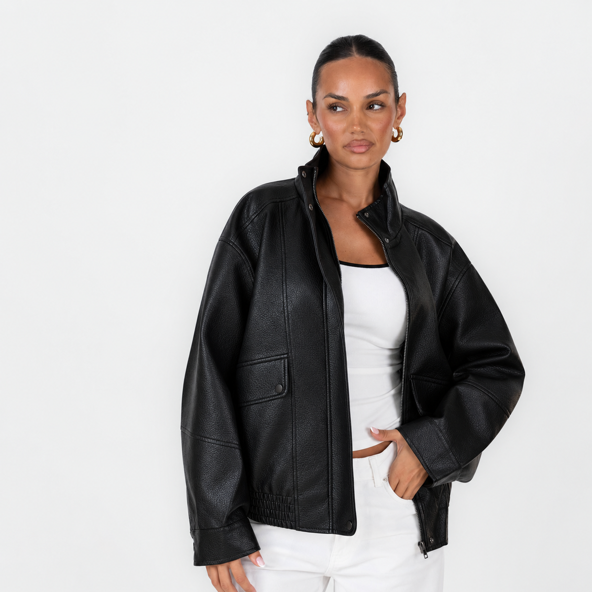 Chaqueta Bomber Efecto Piel Marta