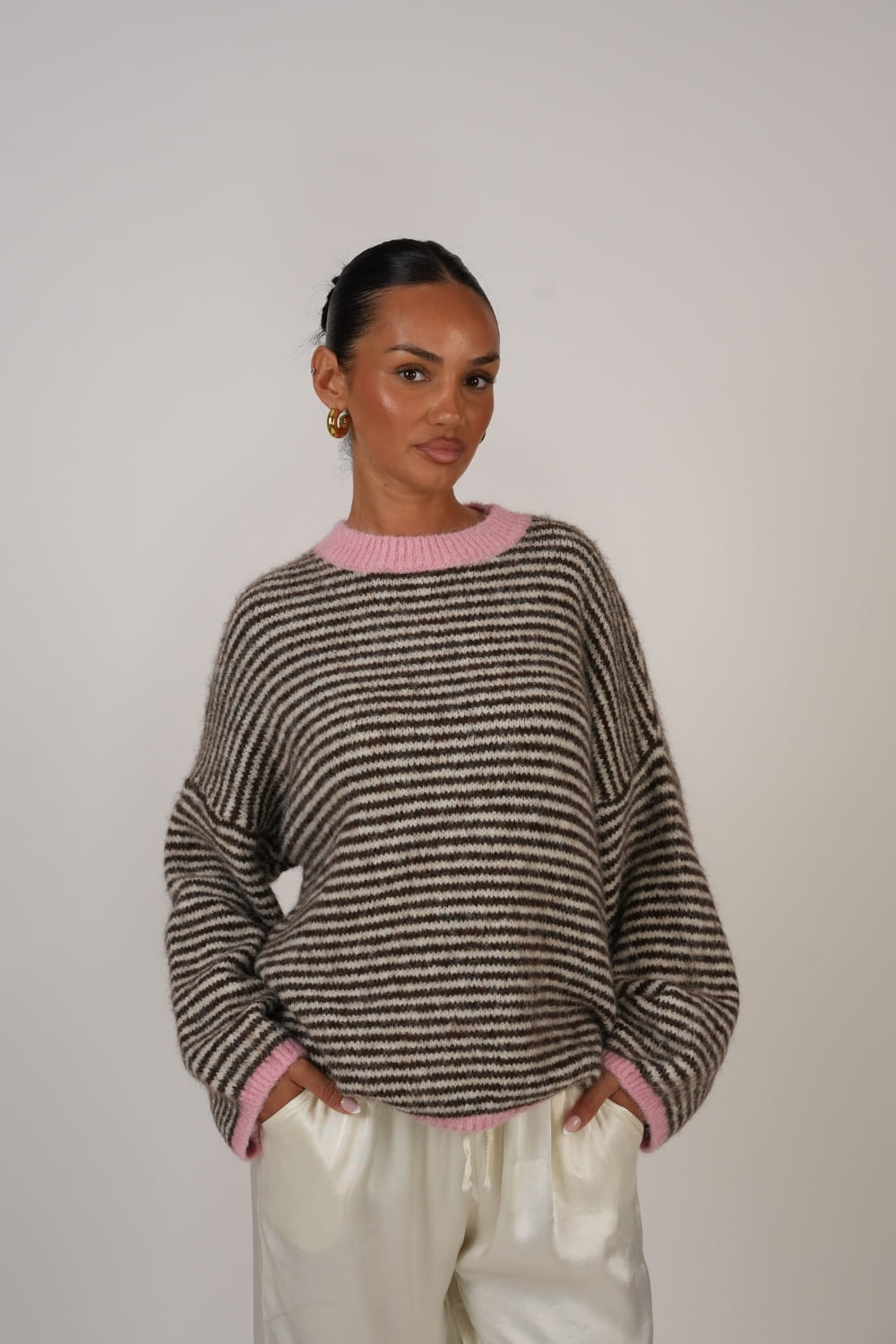 Jersey de Rayas con Detalles Rosa Gala