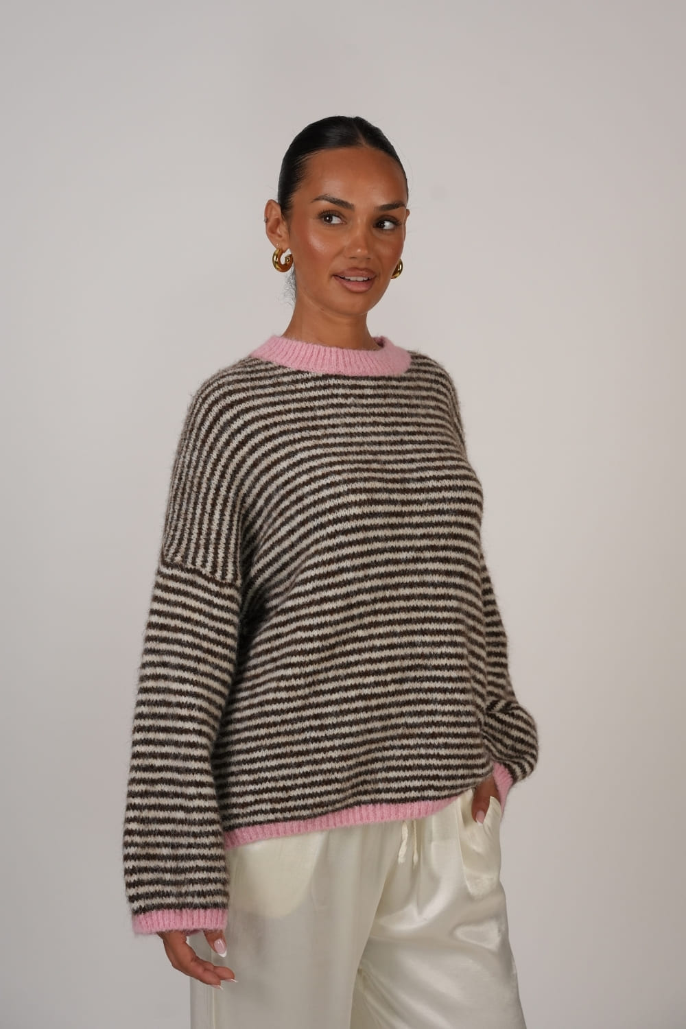 Jersey de Rayas con Detalles Rosa Gala