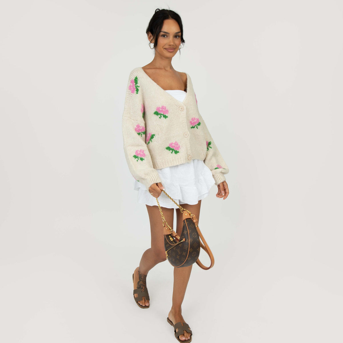 Cárdigan Oversize con Motivo de Rosas Azahara