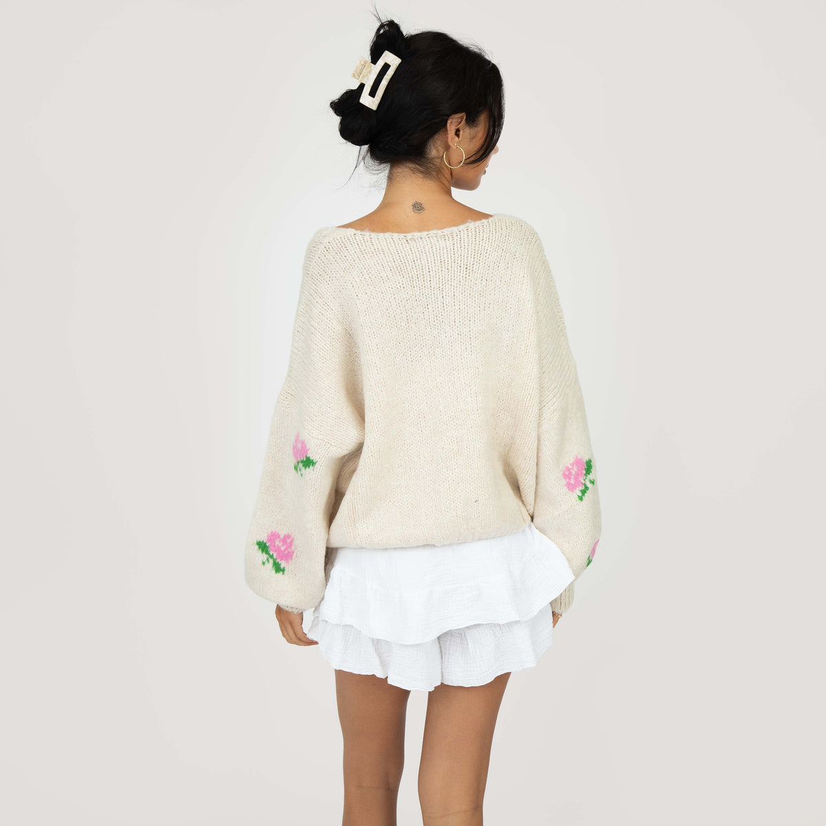Cárdigan Oversize con Motivo de Rosas Azahara