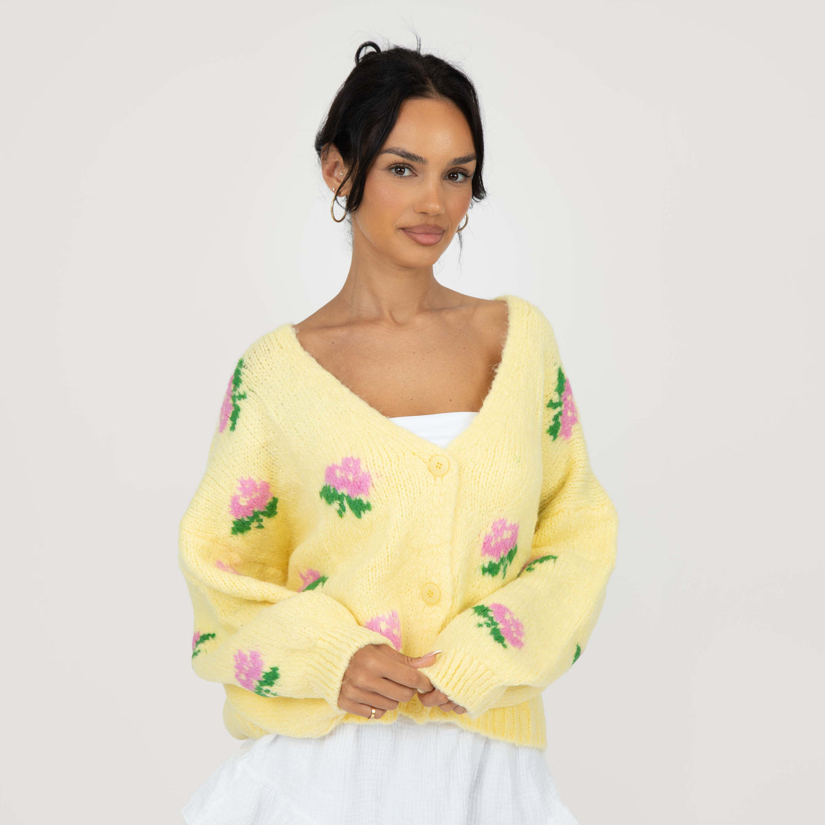 Cárdigan Oversize con Motivo de Rosas Azahara