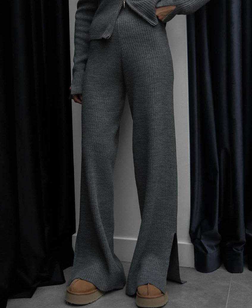 Pantalón Recto de Punto Acanalado Aitana