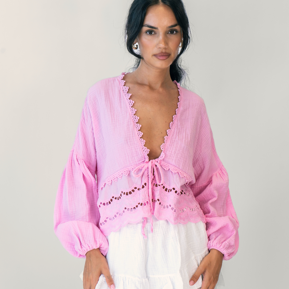 Blusa Boho con Bordado Calado Marisol