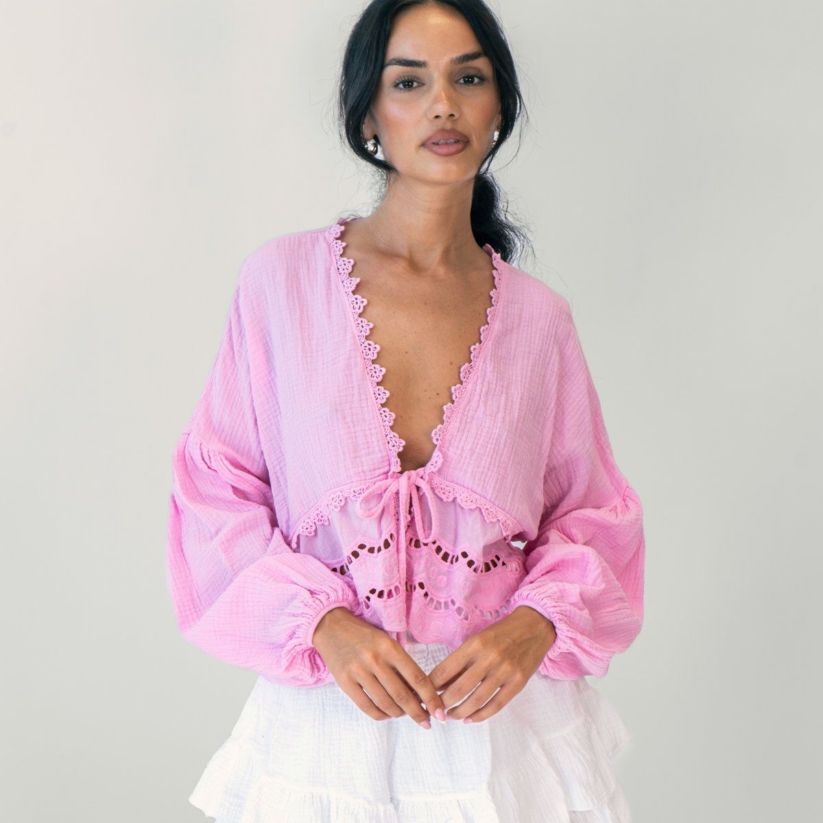 Blusa Boho con Bordado Calado Marisol