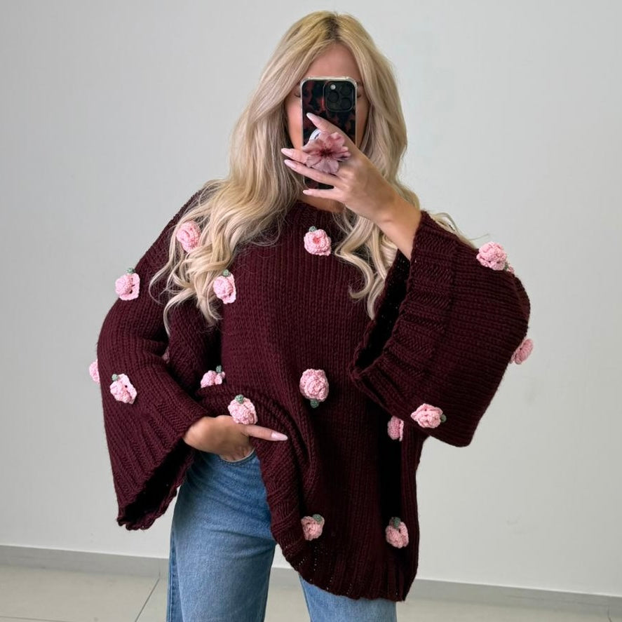 Jersey con Rosas en Relieve Camelia