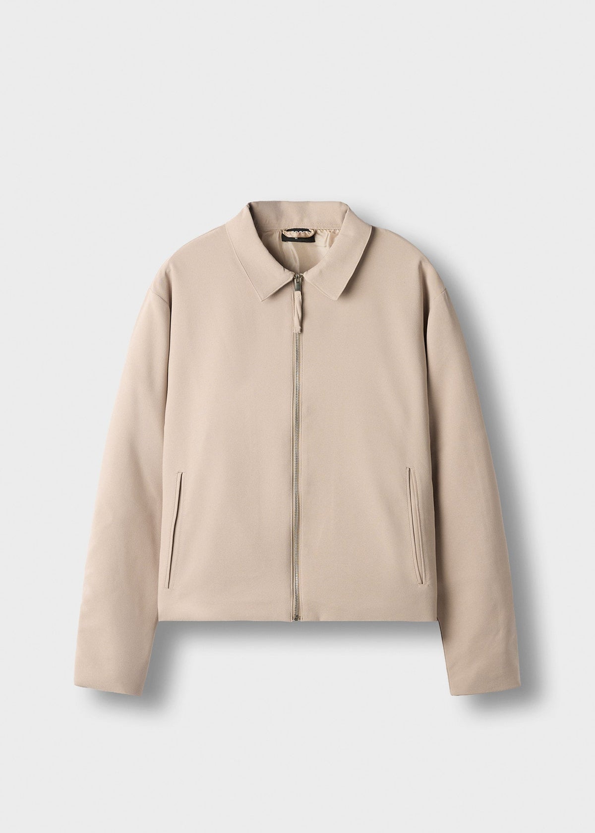 Chaqueta Cremallera Cuello Camisa Enzo en beige, vista delantera