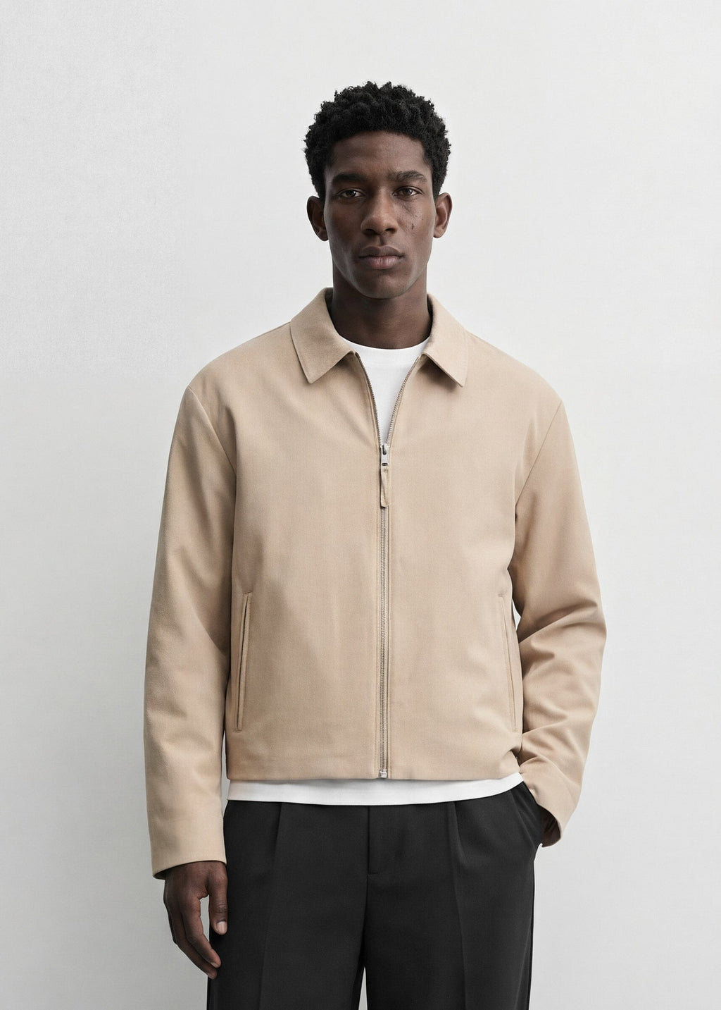Chaqueta Cremallera Cuello Camisa Enzo en beige, foto 4