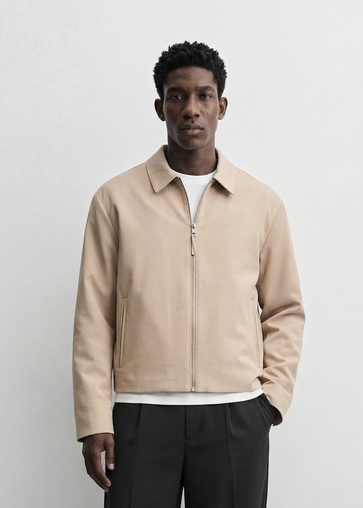 Chaqueta Cremallera Cuello Camisa Enzo en beige, foto 4