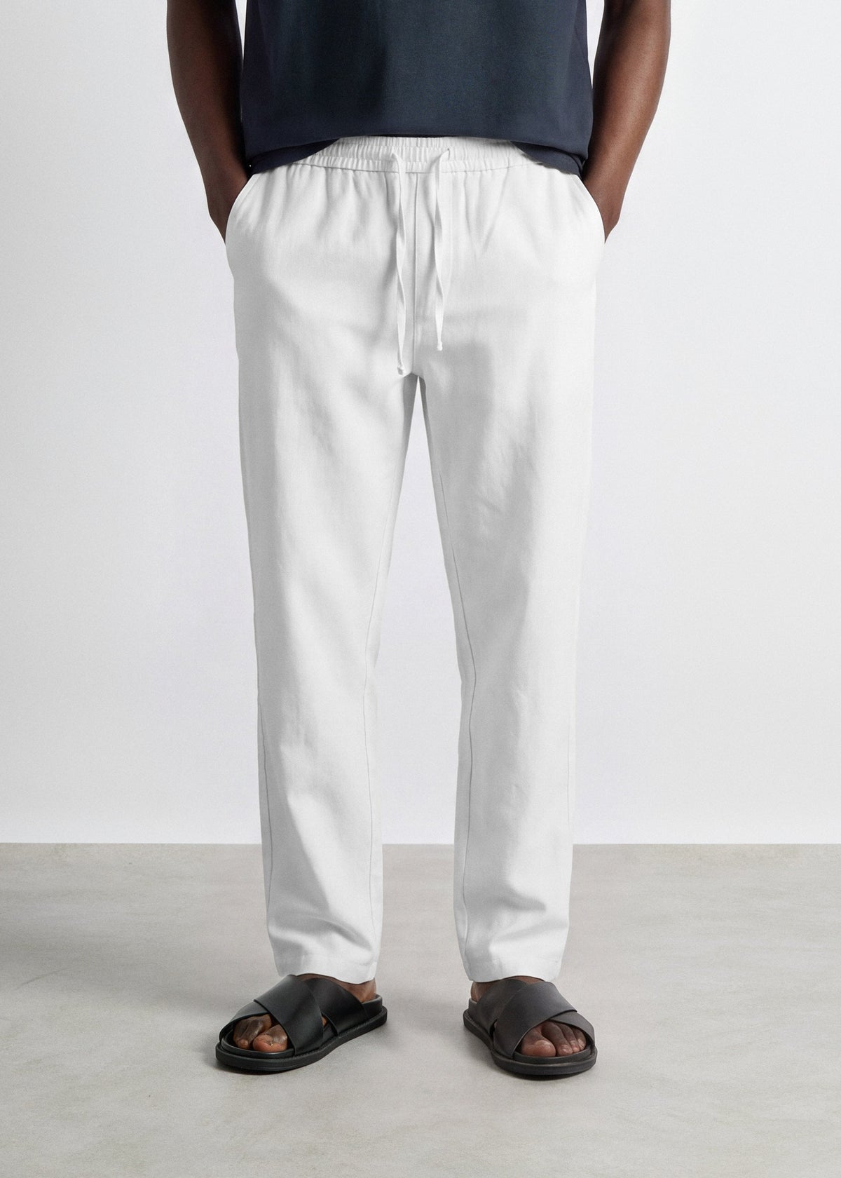 Pantalón de Lino Cordón Marcos en blanco, foto 4