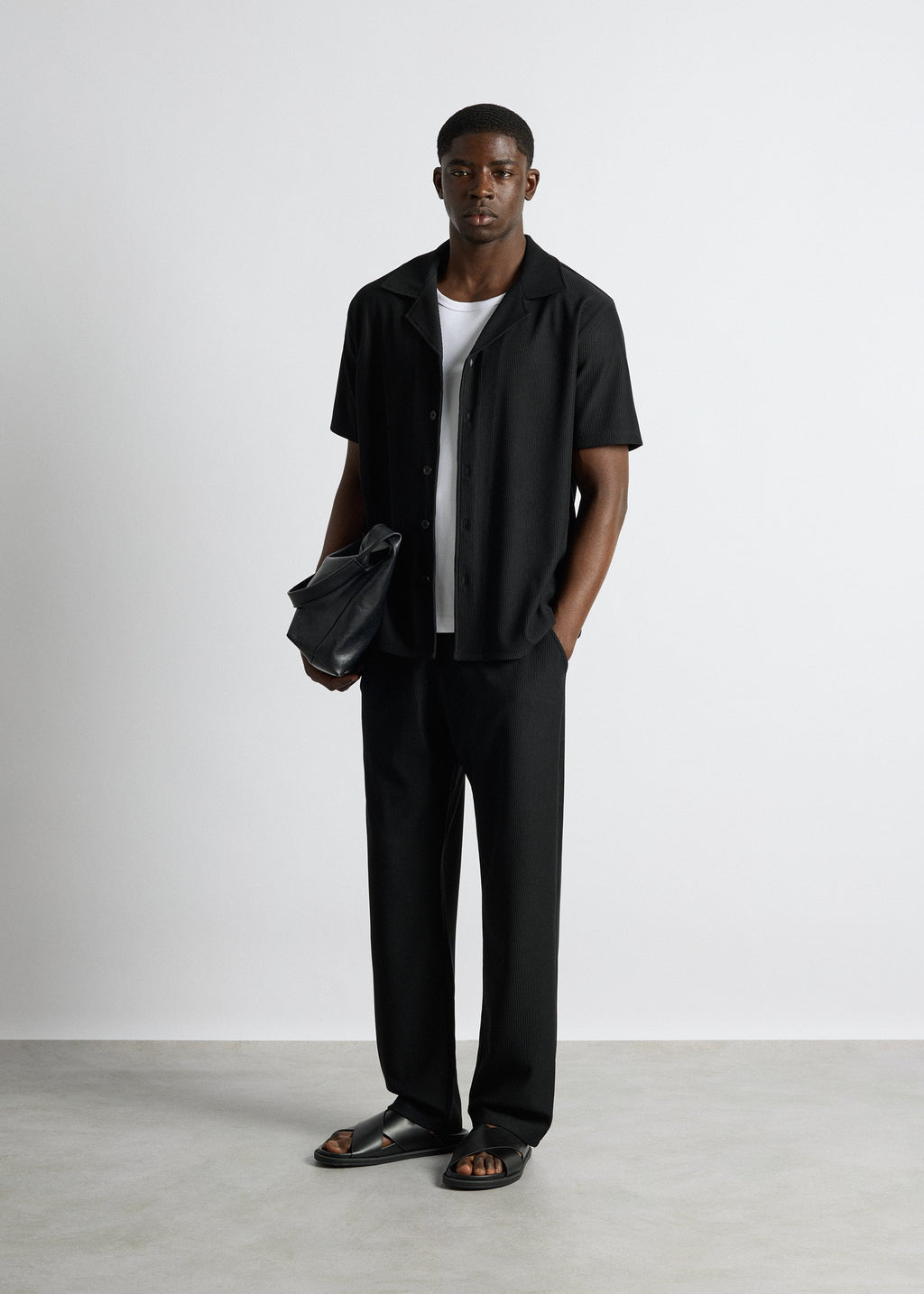 Pantalón Plisado Cordón Elías en negro, foto 5