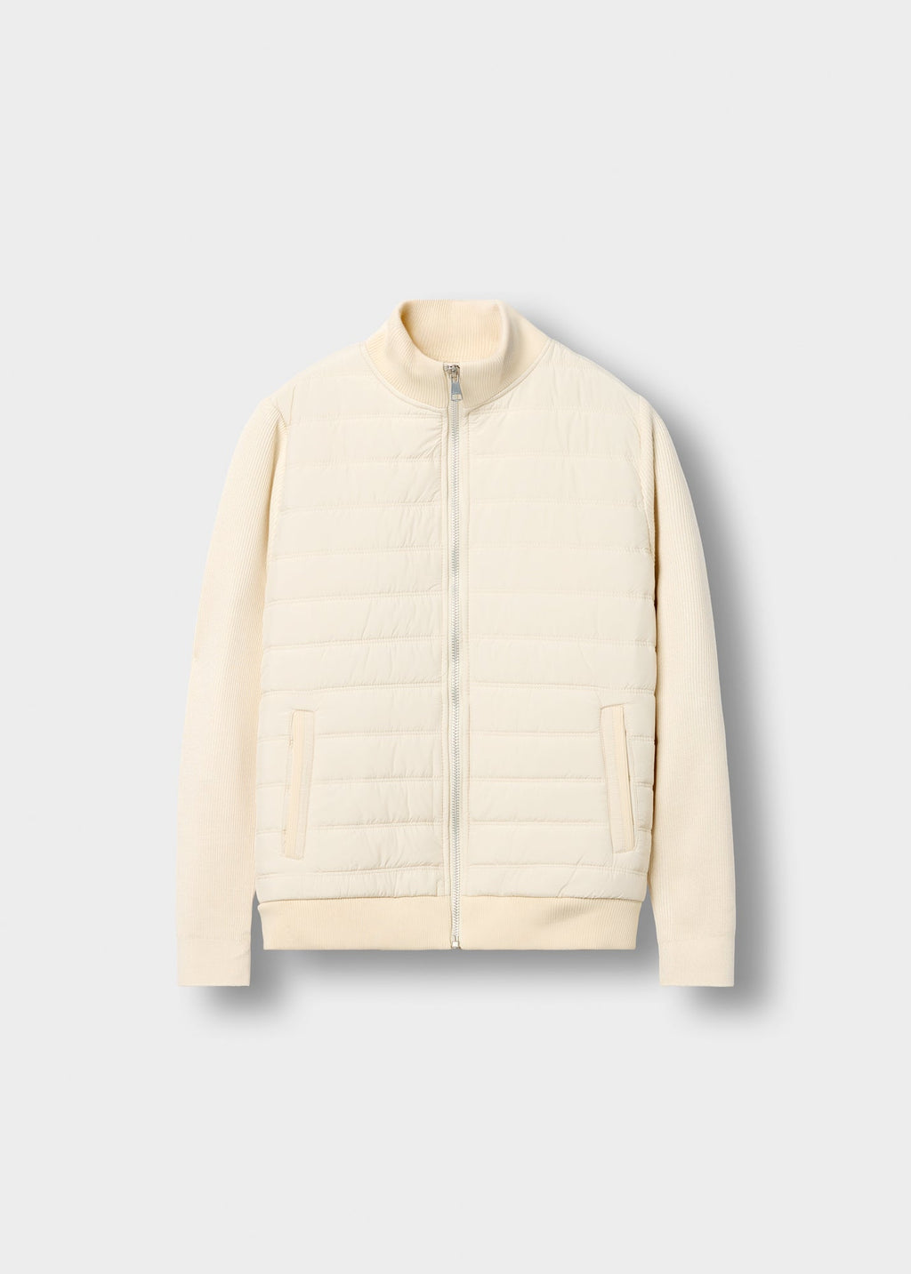 Chaqueta Acolchada Mangas de Punto Hugo en crudo, vista delantera
