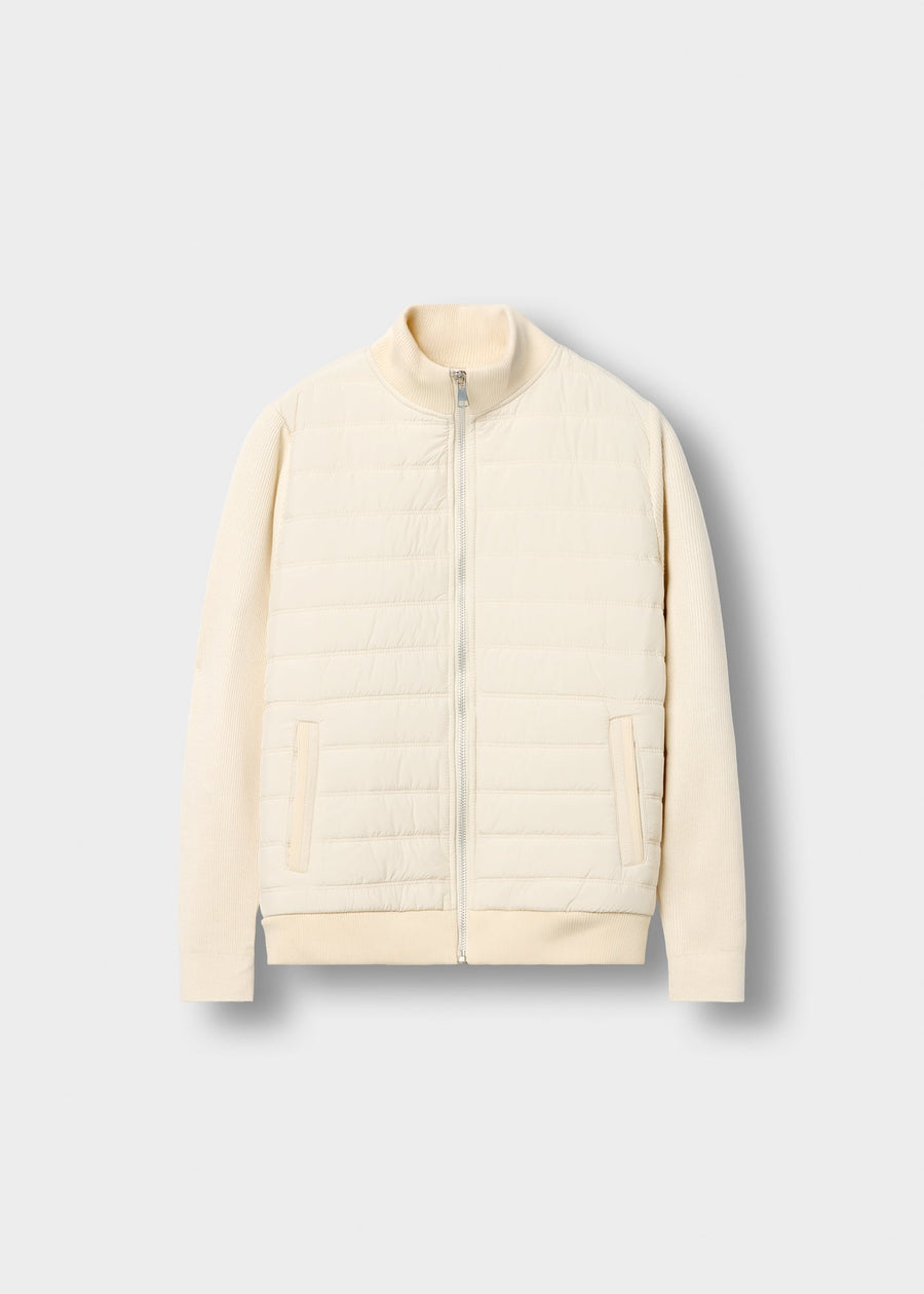 Chaqueta Acolchada Mangas de Punto Hugo en crudo, vista delantera