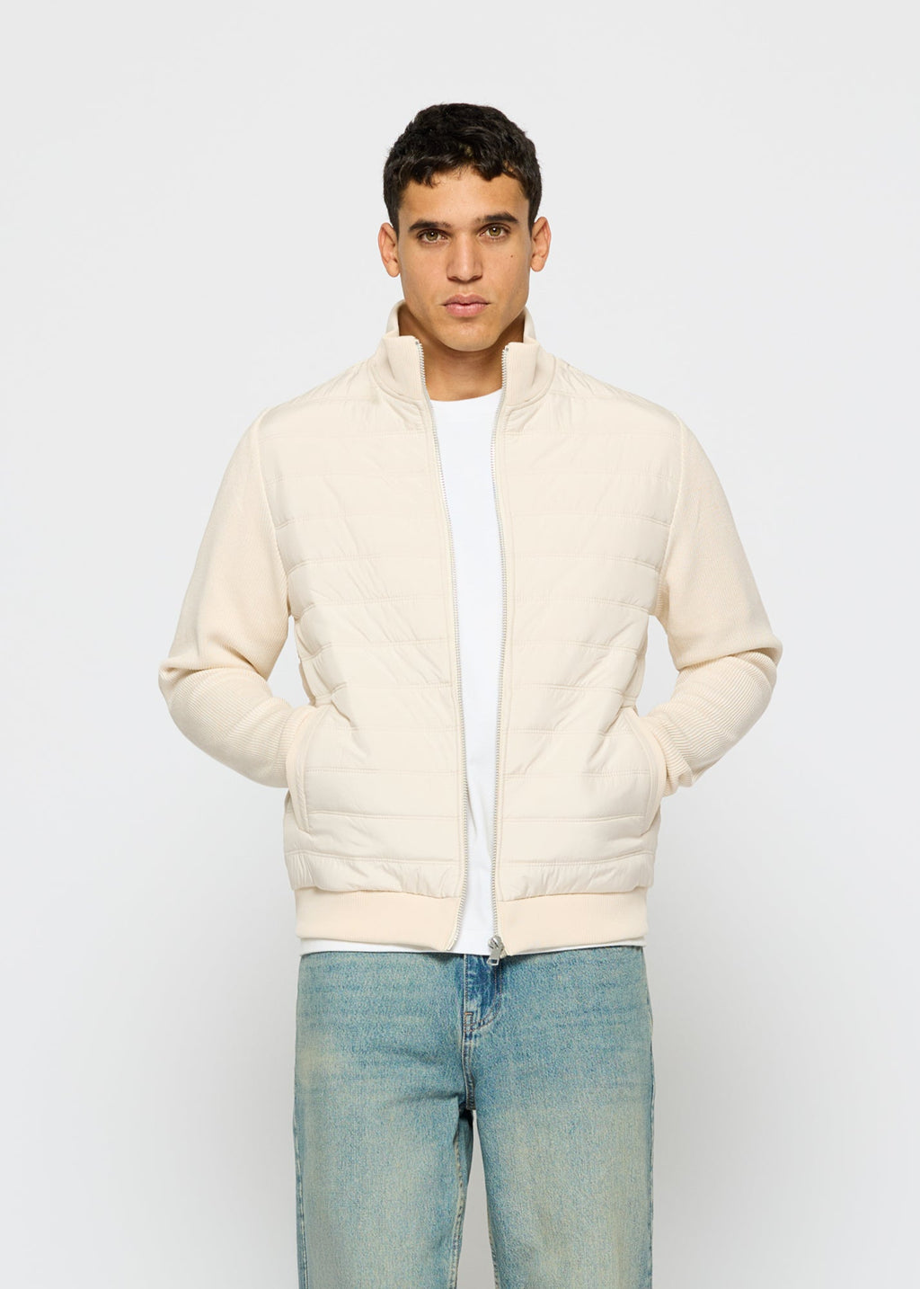 Chaqueta Acolchada Mangas de Punto Hugo en crudo, foto 4