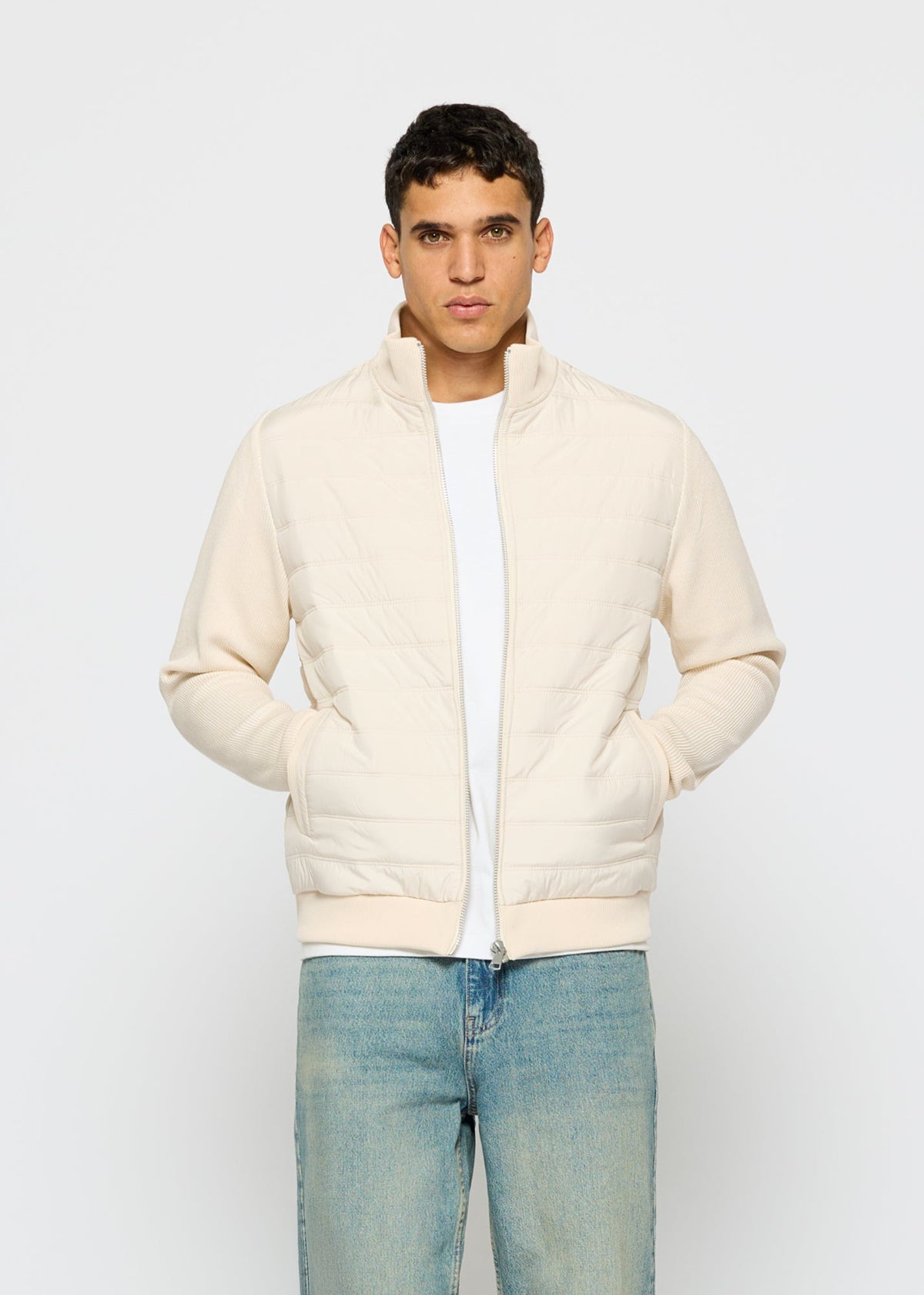 Chaqueta Acolchada Mangas de Punto Hugo en crudo, foto 4