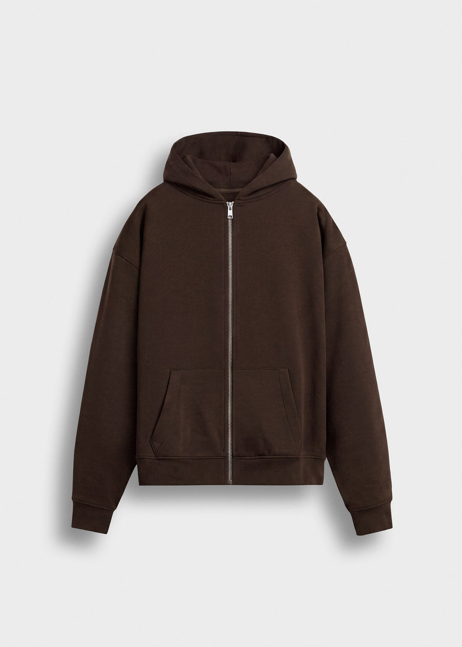 Sudadera Cremallera Oversize Ciro en chocolate, vista delantera