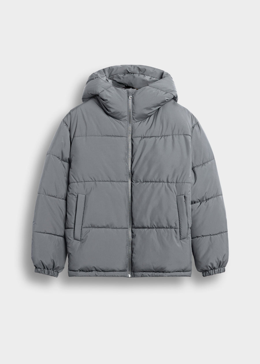 Chaqueta Acolchada Básica Leo en gris, vista delantera