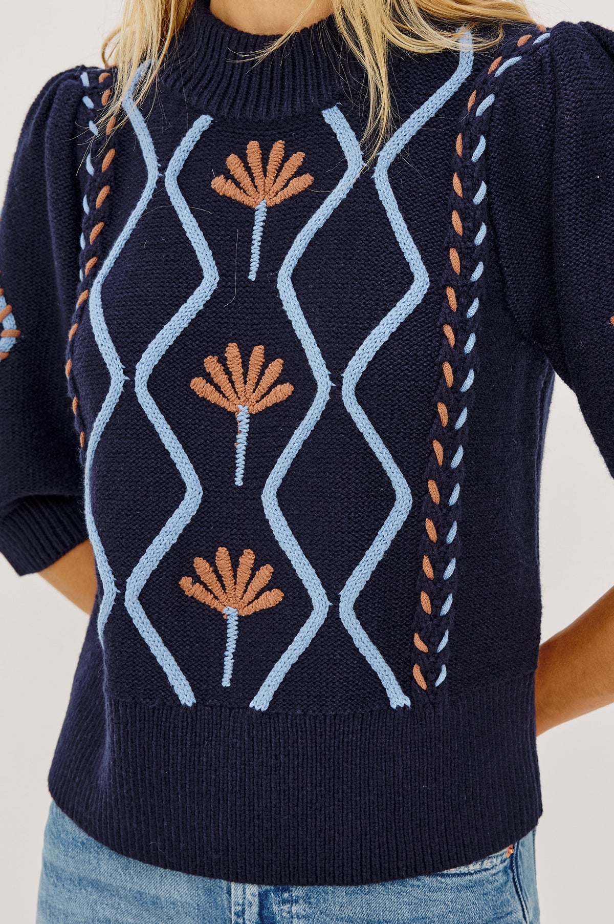 ADDY SWEATER - FLORAL CABLES