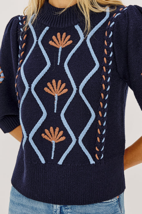 ADDY SWEATER - FLORAL CABLES