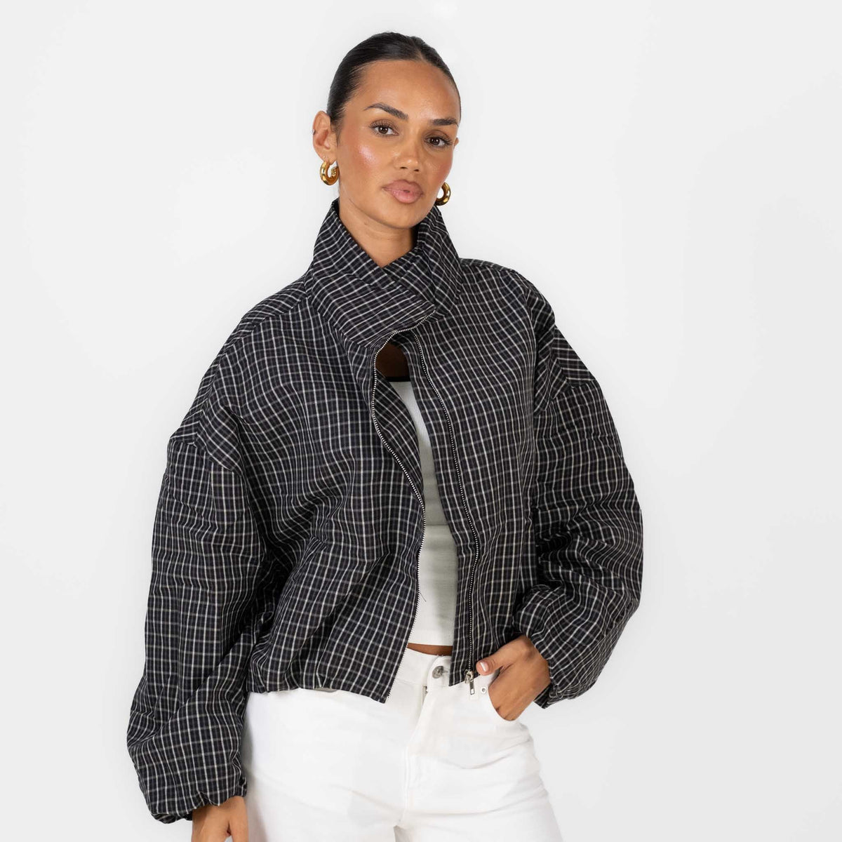 Chaqueta Bomber de Cuadros Noelia