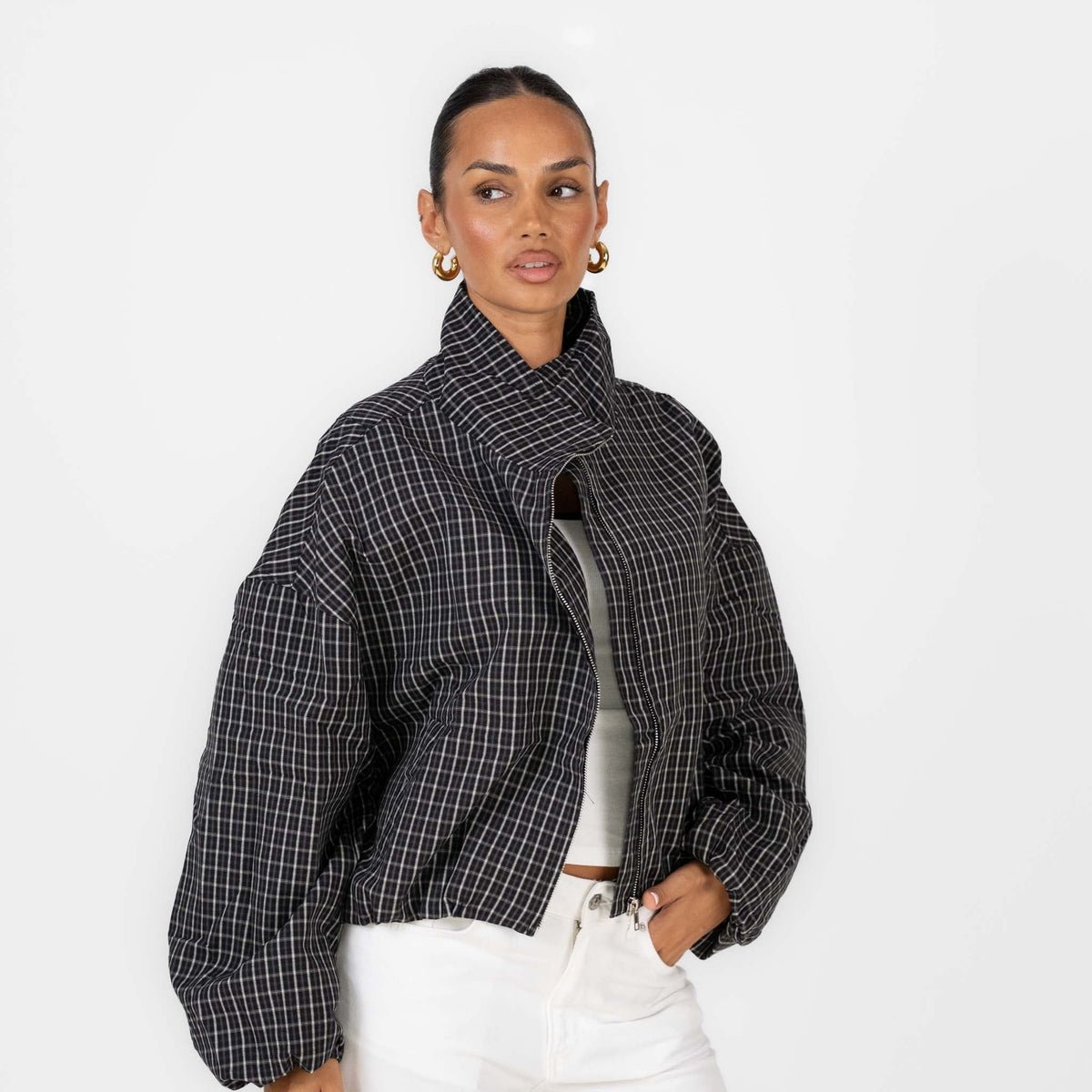 Chaqueta Bomber de Cuadros Noelia