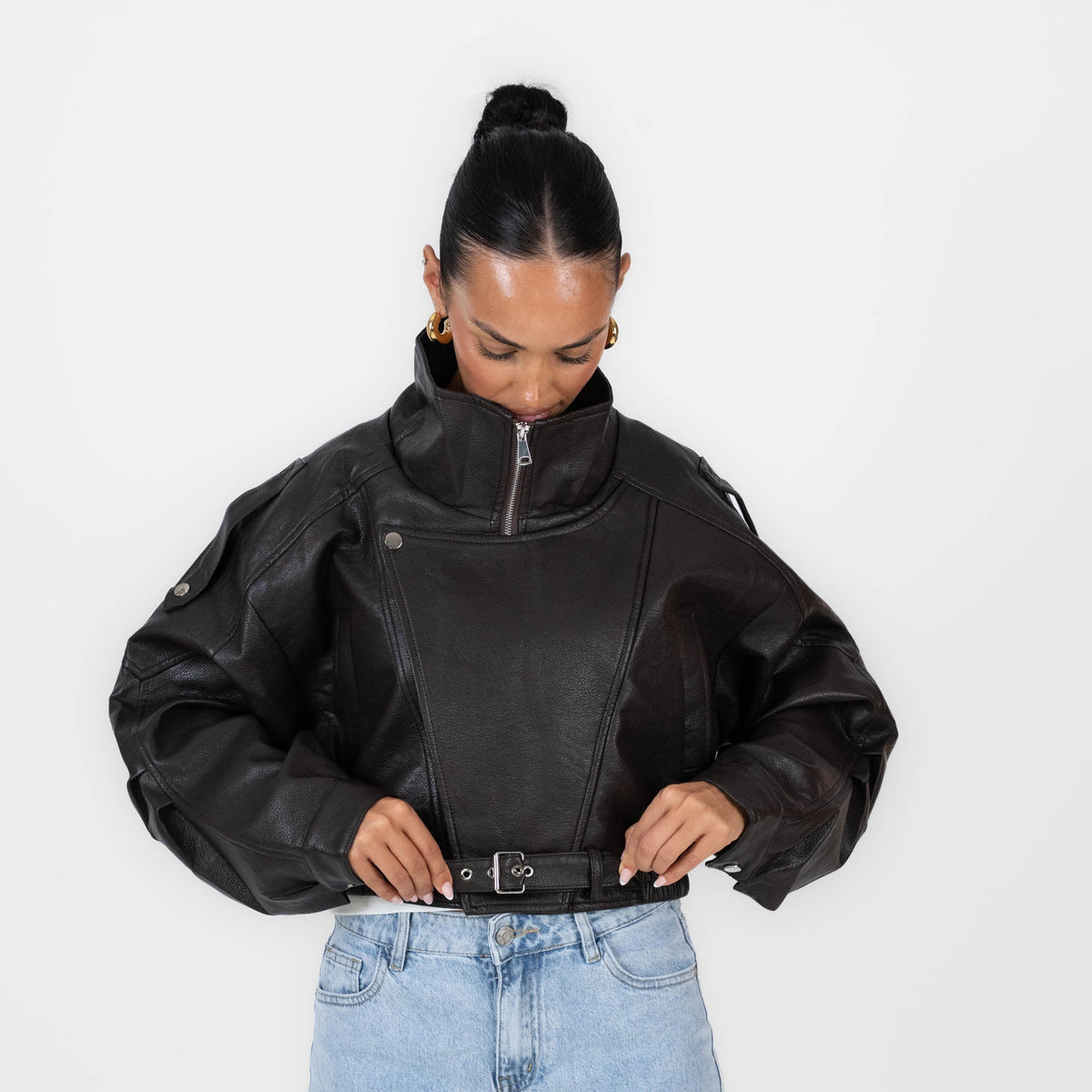 Chaqueta Oversize Efecto Piel Carla