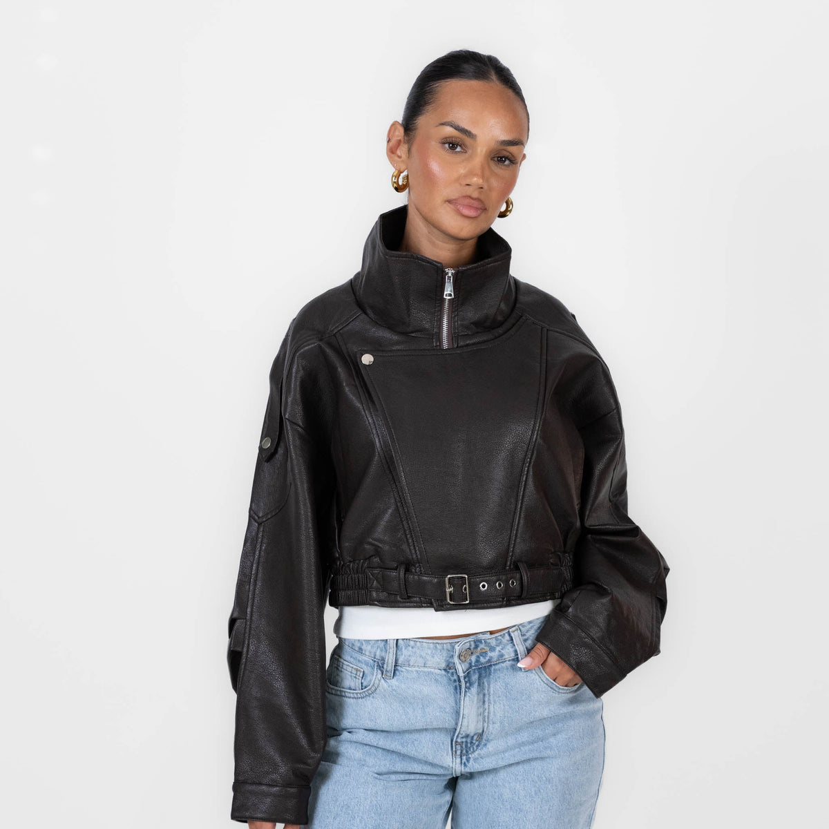 Chaqueta Oversize Efecto Piel Carla