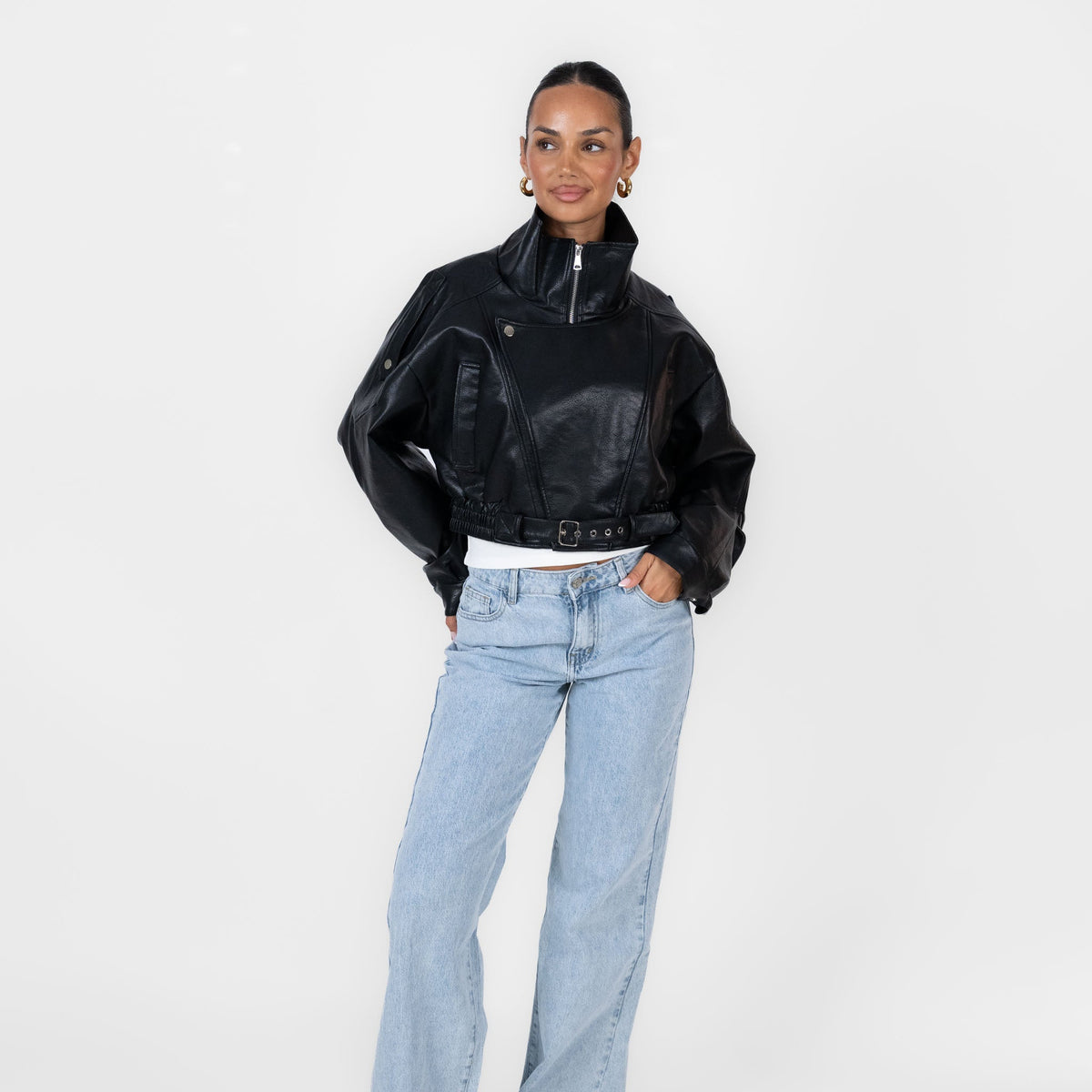 Chaqueta Oversize Efecto Piel Carla