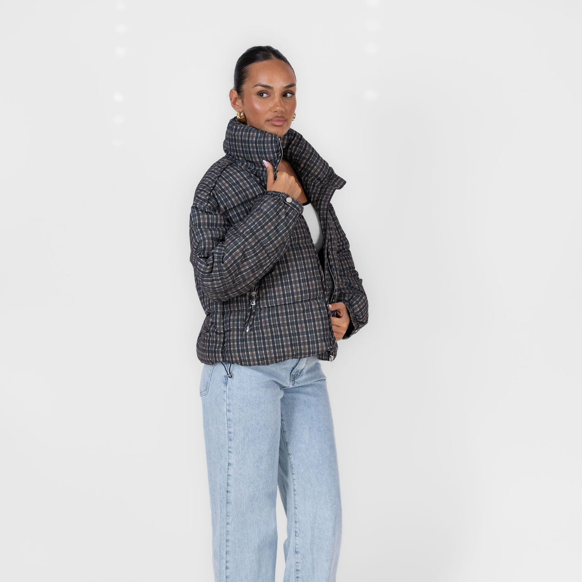 Chaqueta Acolchada Oversize de Cuadros Irina