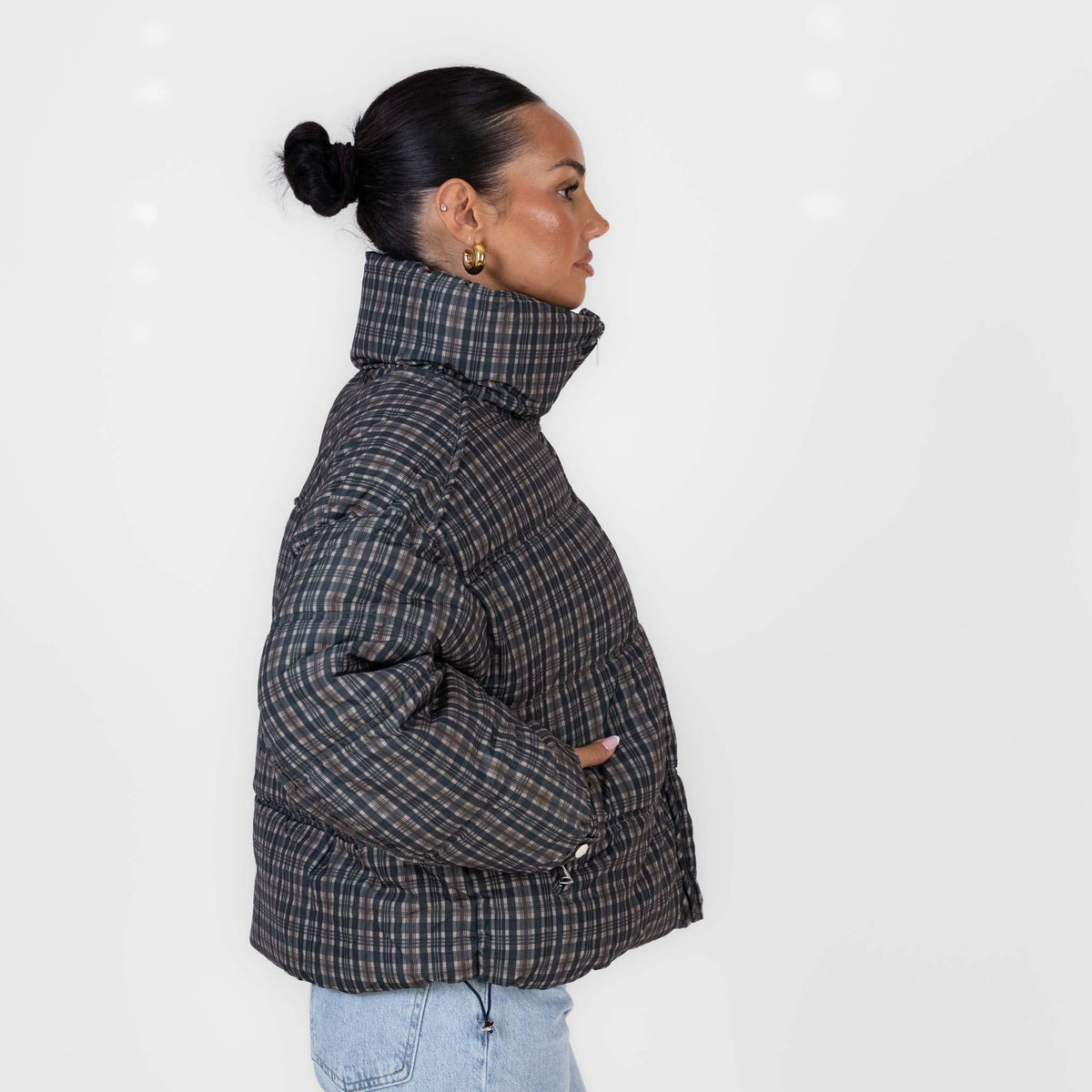 Chaqueta Acolchada Oversize de Cuadros Irina