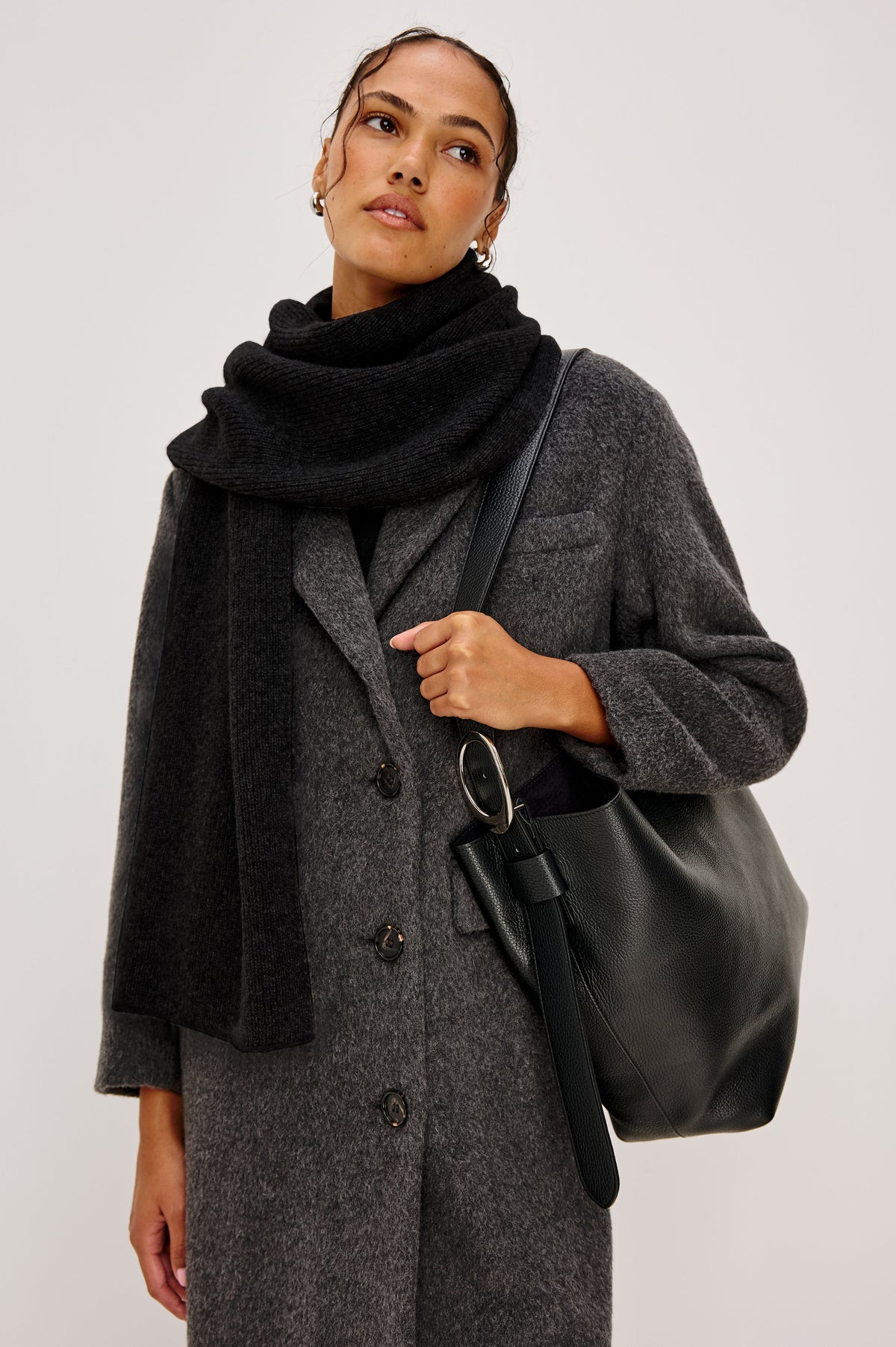 ALPS CASHMERE SILK UNISEX SCARF - BLACK
