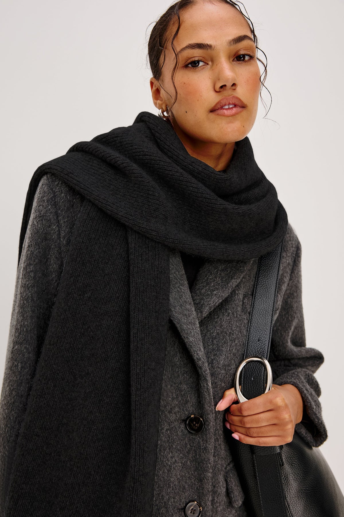 ALPS CASHMERE SILK UNISEX SCARF - BLACK
