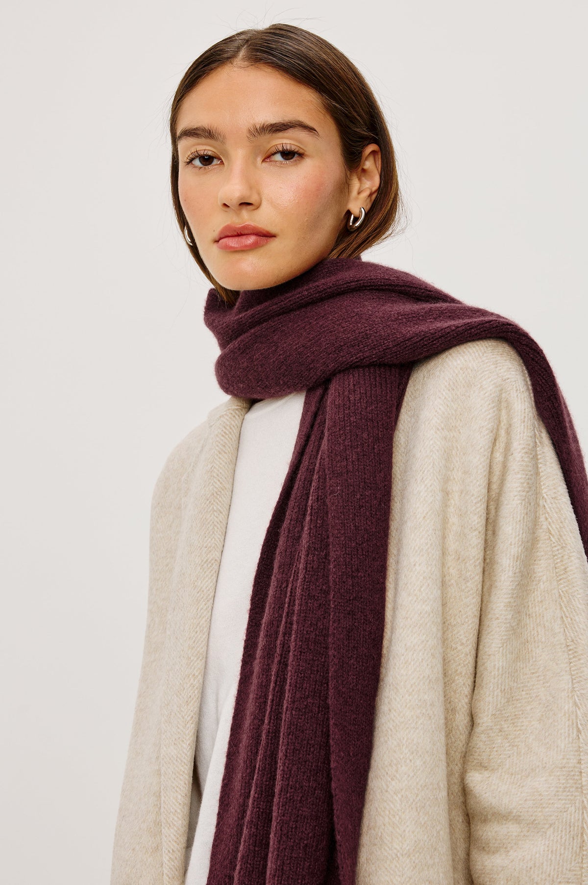 ALPS CASHMERE SILK UNISEX SCARF - WINE