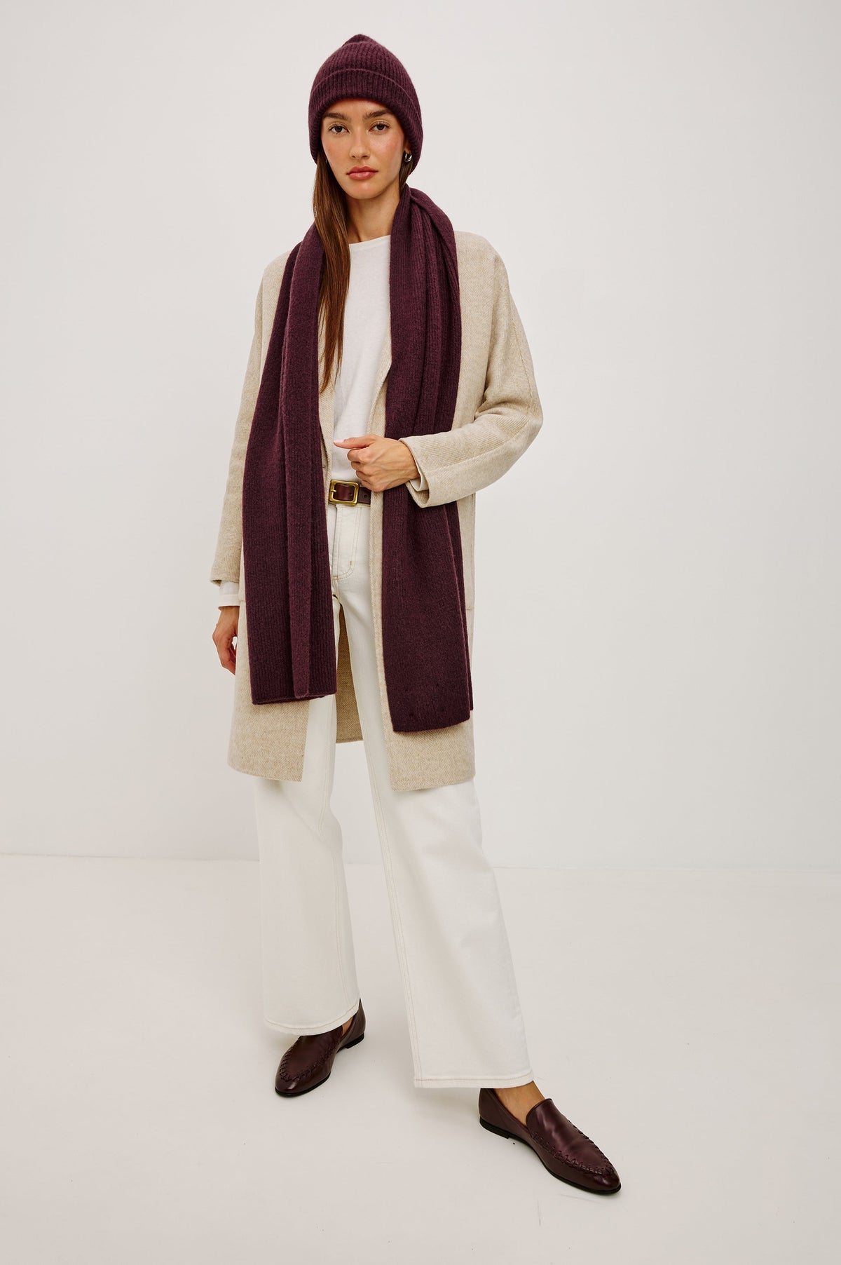 ALPS CASHMERE SILK UNISEX SCARF - WINE