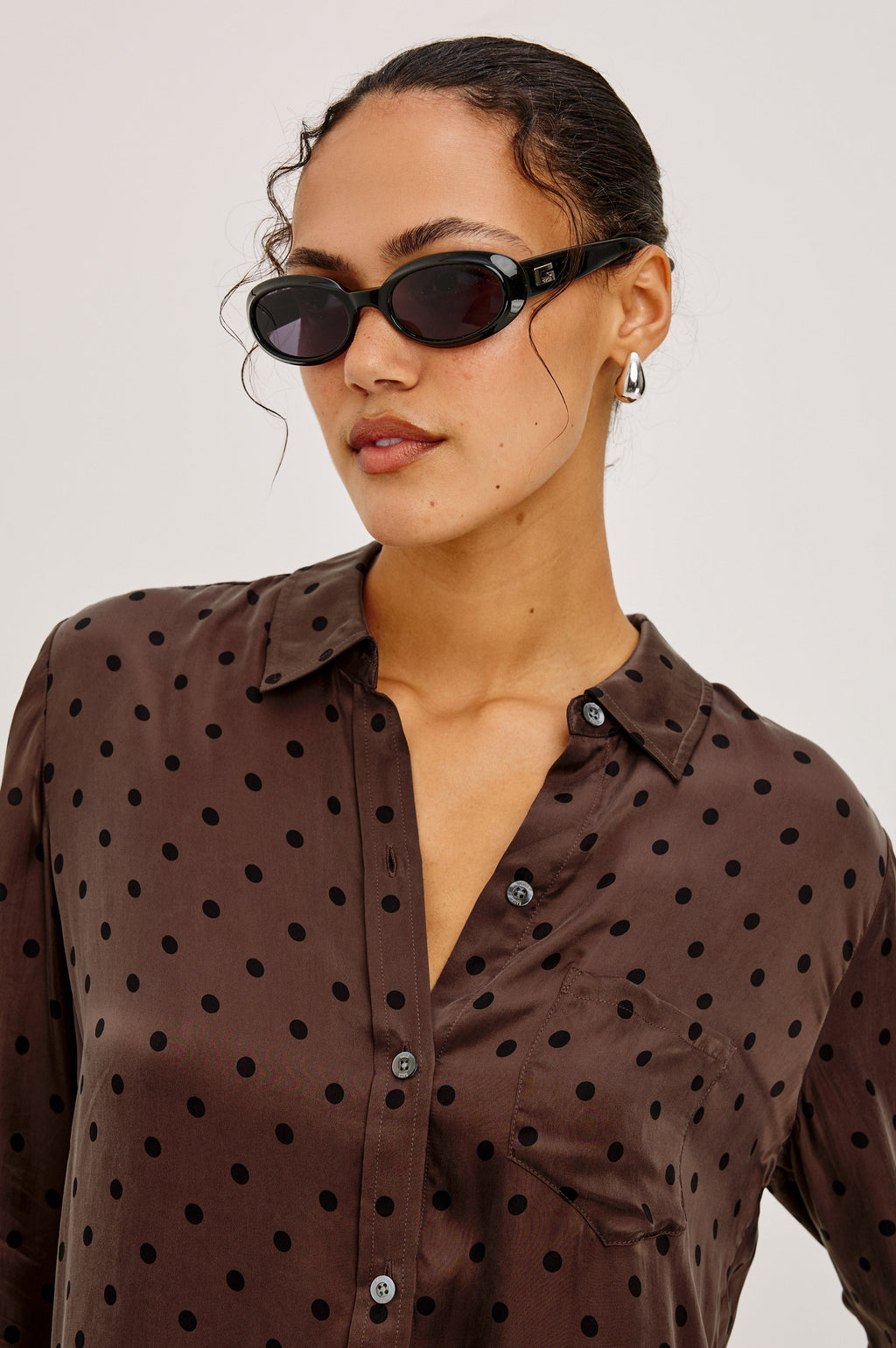 ALYSSA SHIRT - CHOCOLATE POLKA DOT