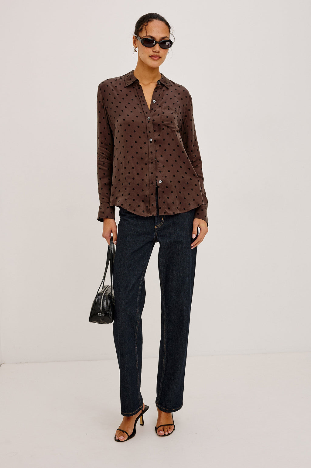 ALYSSA SHIRT - CHOCOLATE POLKA DOT