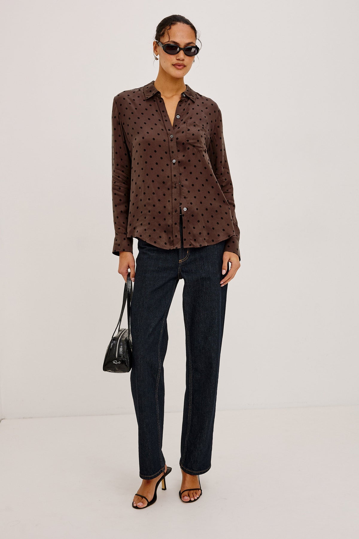 ALYSSA SHIRT - CHOCOLATE POLKA DOT
