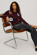 ANISE SWEATER - BURGUNDY SUNFLOWER