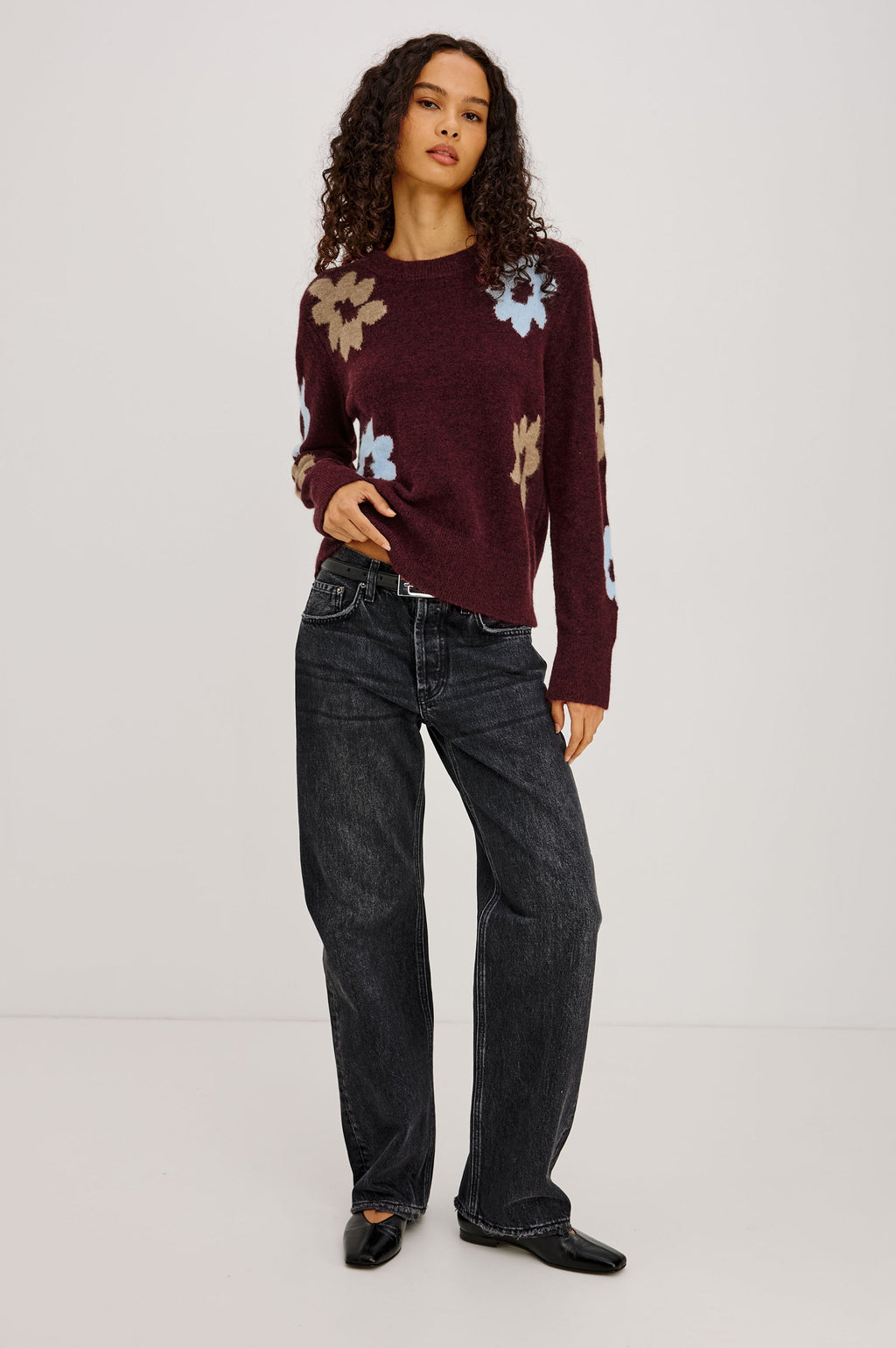 ANISE SWEATER - BURGUNDY SUNFLOWER