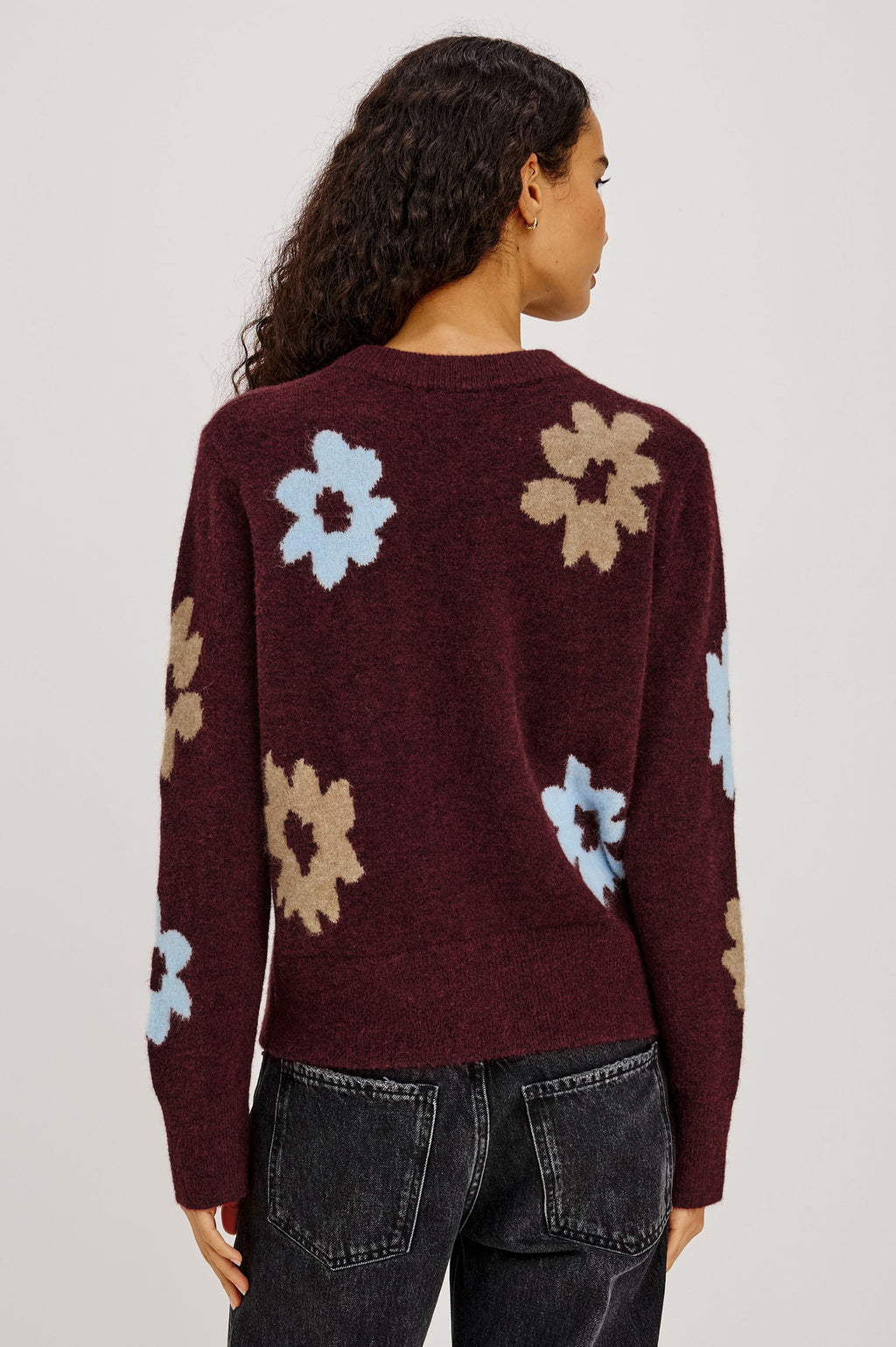 ANISE SWEATER - BURGUNDY SUNFLOWER