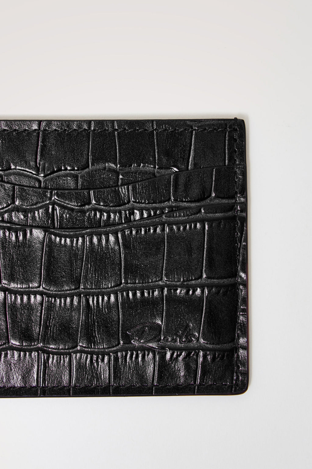 CLASSIC CARD HOLDER - BLACK CROC EMBOSSED