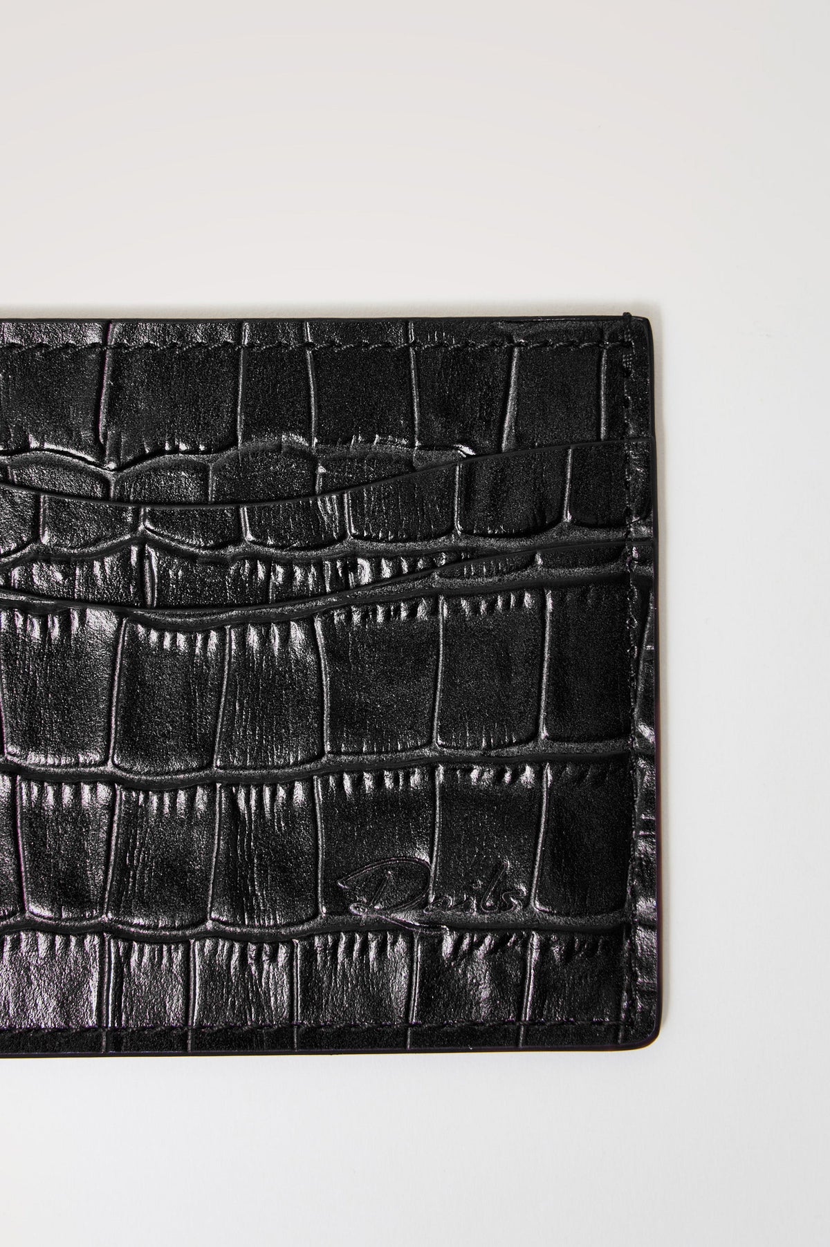 CLASSIC CARD HOLDER - BLACK CROC EMBOSSED