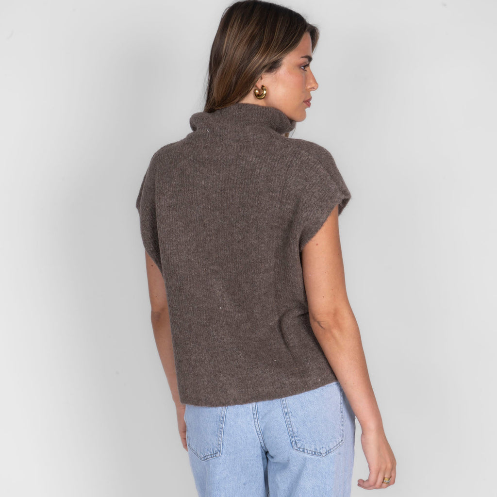Chaleco de Punto con Cremallera y Cuello Alto Diana