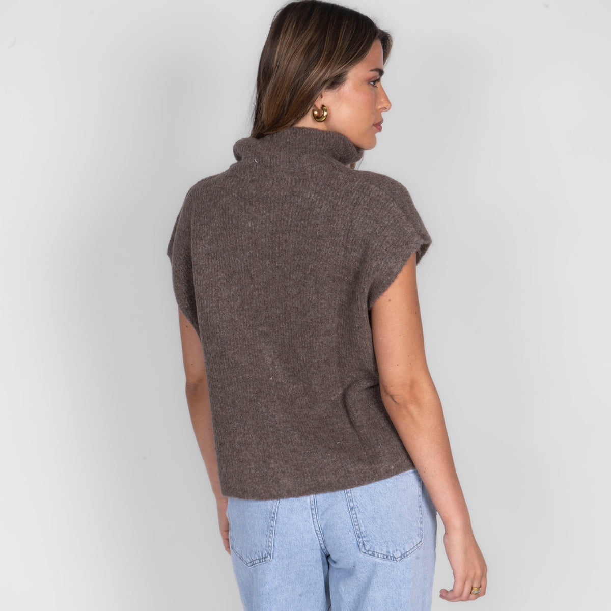 Chaleco de Punto con Cremallera y Cuello Alto Diana