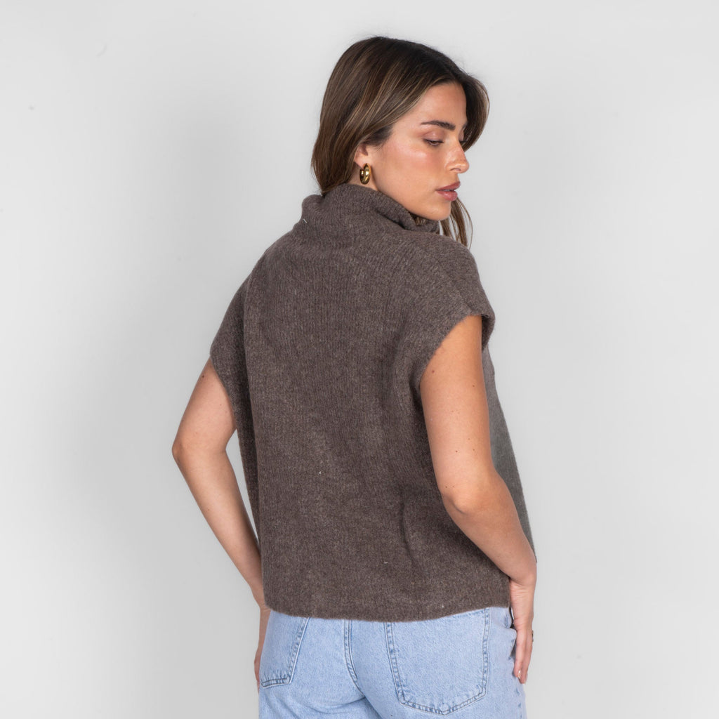 Chaleco de Punto con Cremallera y Cuello Alto Diana