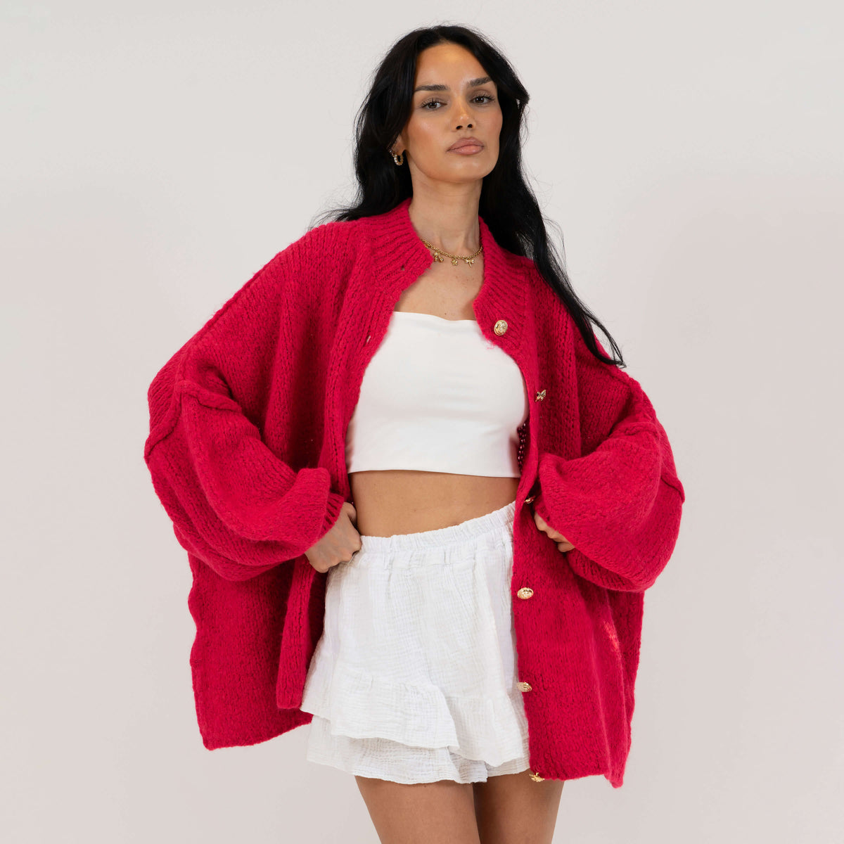 Cárdigan Oversize con Botones Dorados Erika