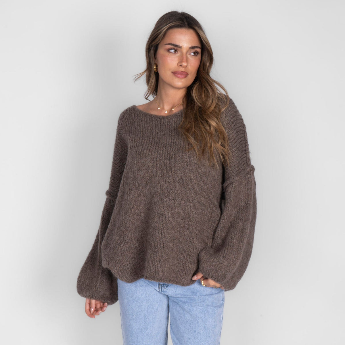 Jersey Oversize con Cuello en V Emma