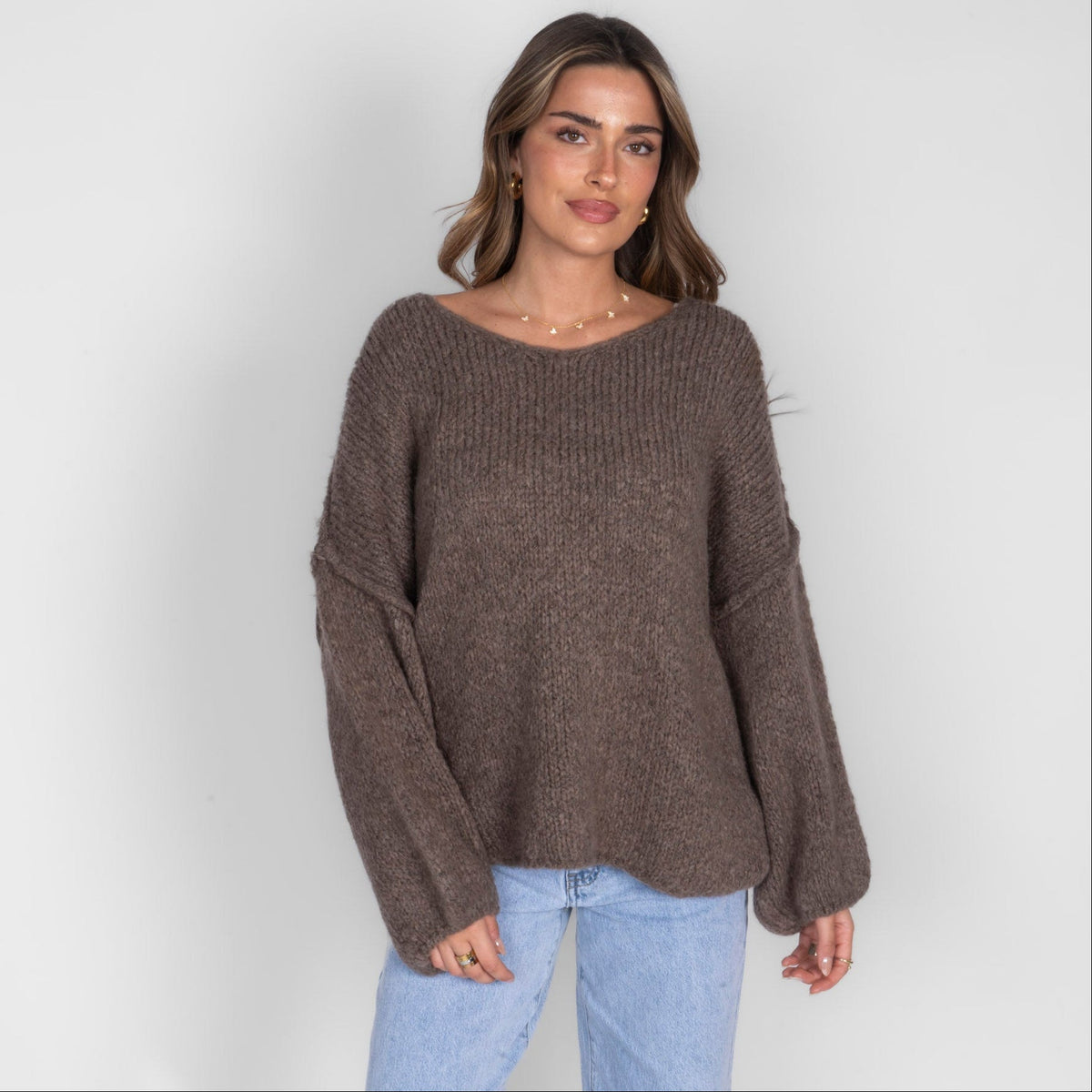 Jersey Oversize con Cuello en V Emma