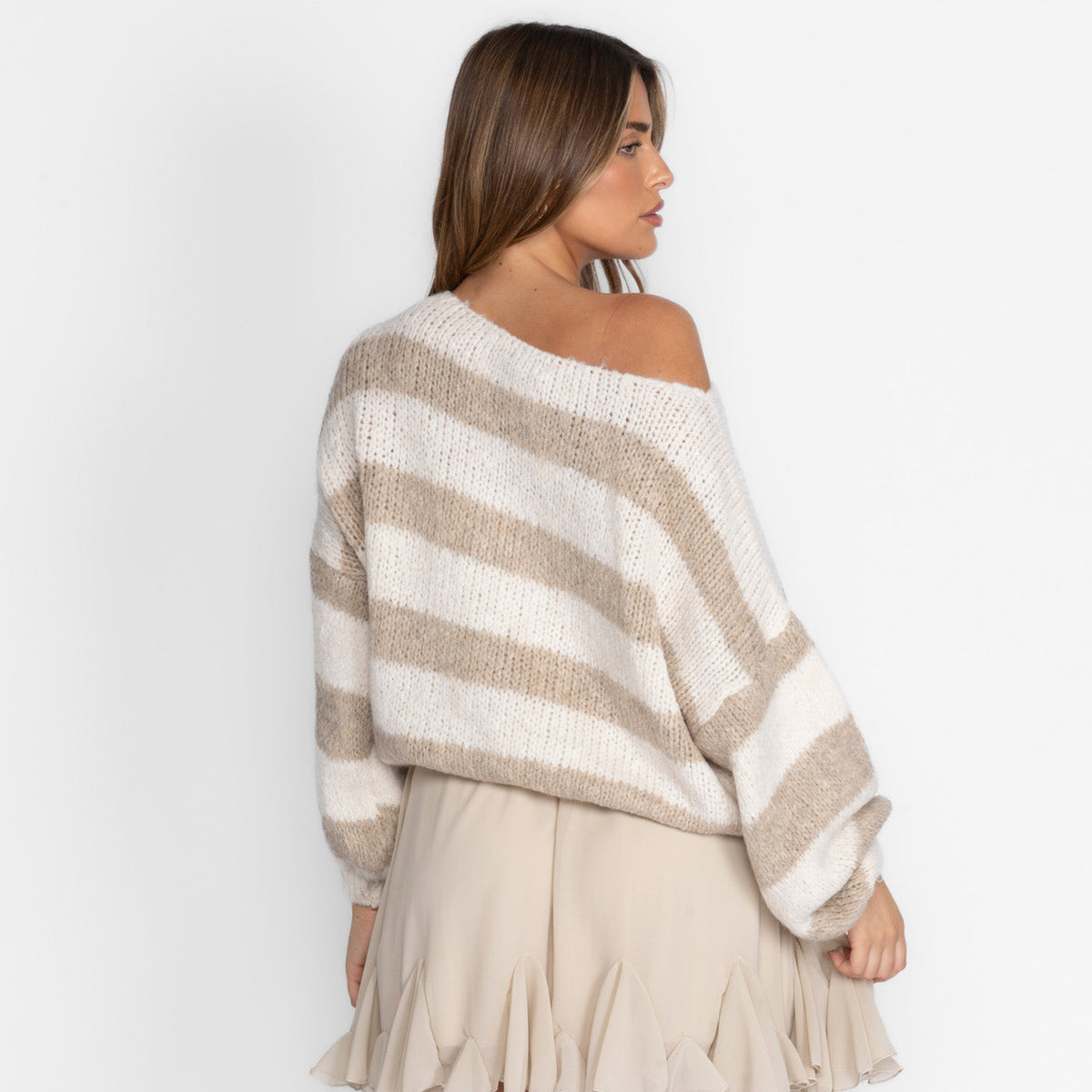 Jersey de Rayas con Hombros Descubiertos Amaia