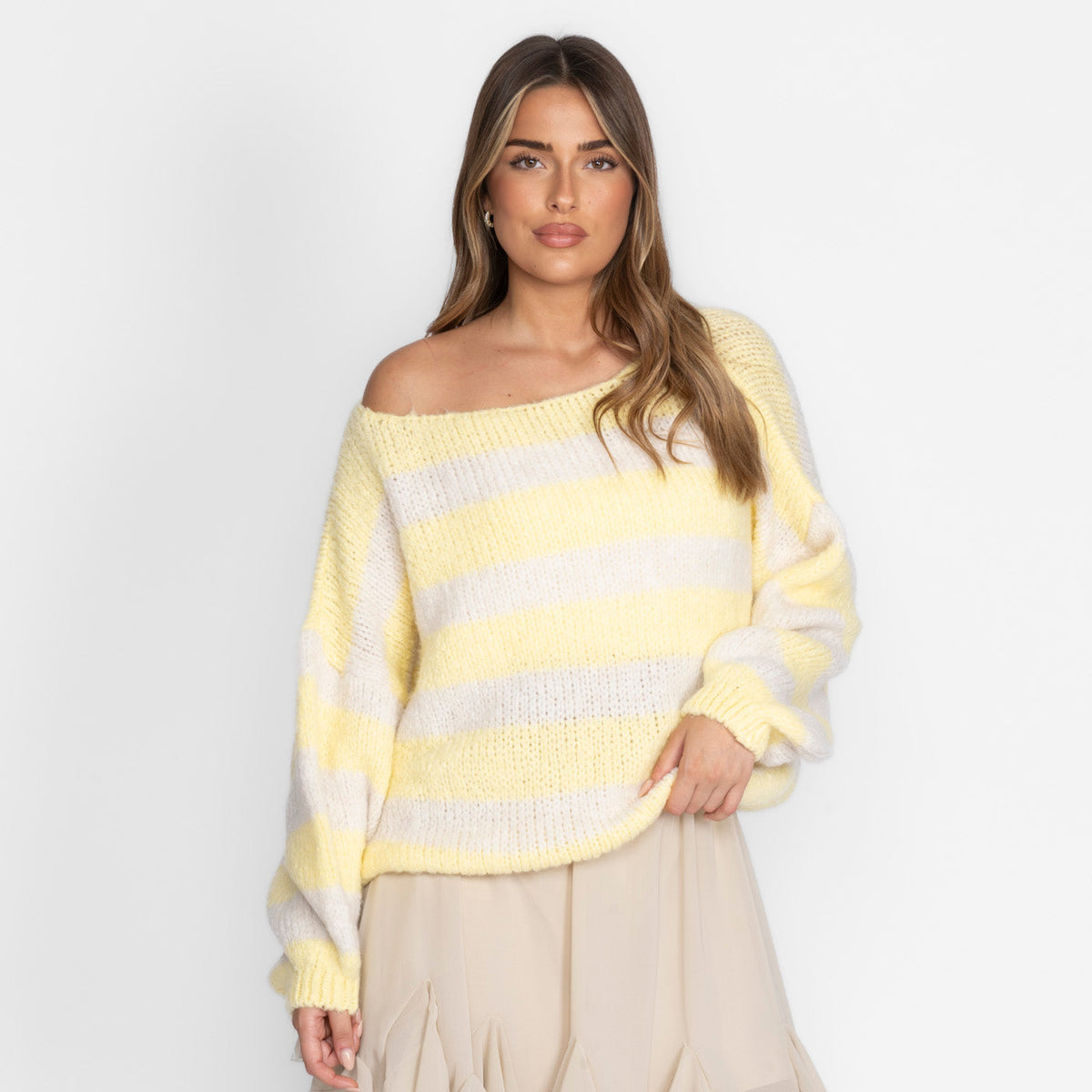 Jersey de Rayas con Hombros Descubiertos Amaia
